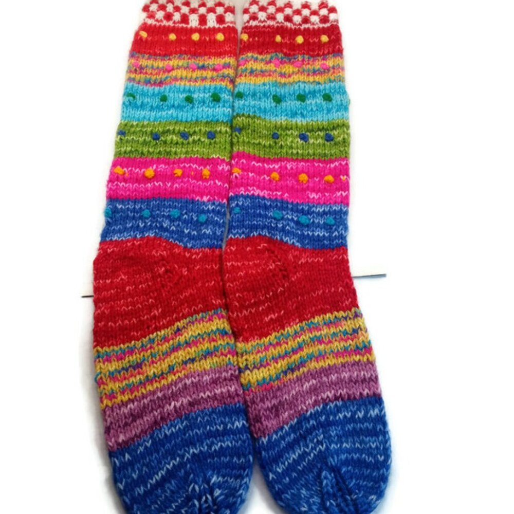 Hand Knitted Andean Wool Leg Warmers Perfect for Winter